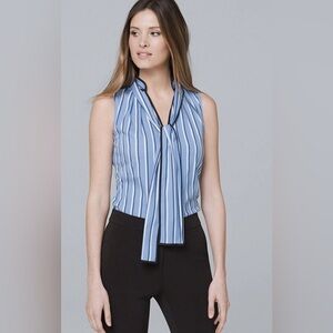 White House Black Market Striped Poplin Shell